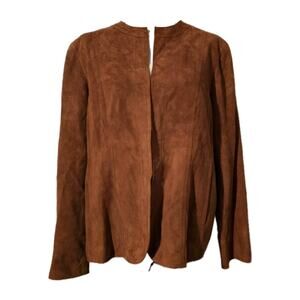 JONES NEW YORK SUEDE JACKET BLAZER LEATHER DRESSY CASUAL Copper Rust Sz 1X